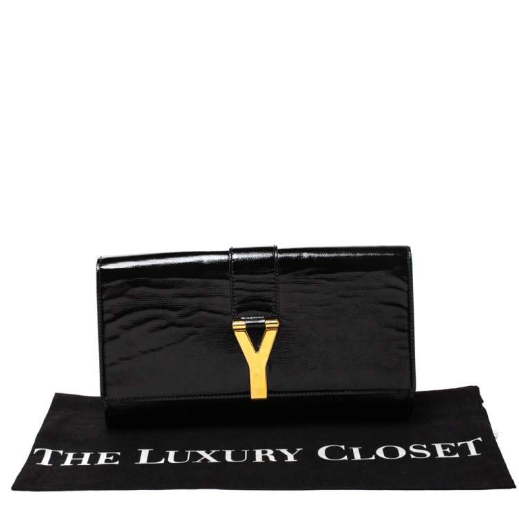 Pre Owned Saint Laurent Black Patent Leather Y-Ligne Clutch