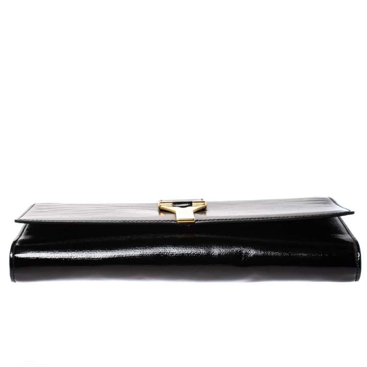 Pre Owned Saint Laurent Black Patent Leather Y-Ligne Clutch