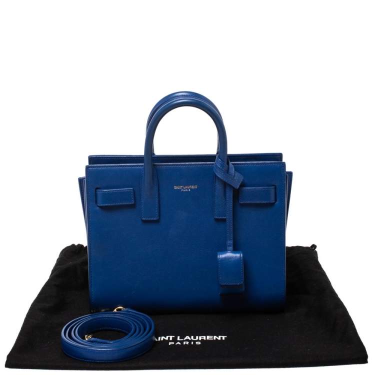 Pre Owned Saint Laurent Blue Leather Nano Classic Sac De Jour Tote