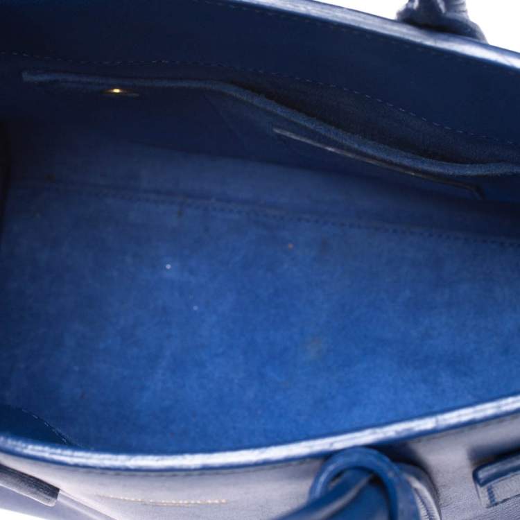 Pre Owned Saint Laurent Blue Leather Nano Classic Sac De Jour Tote