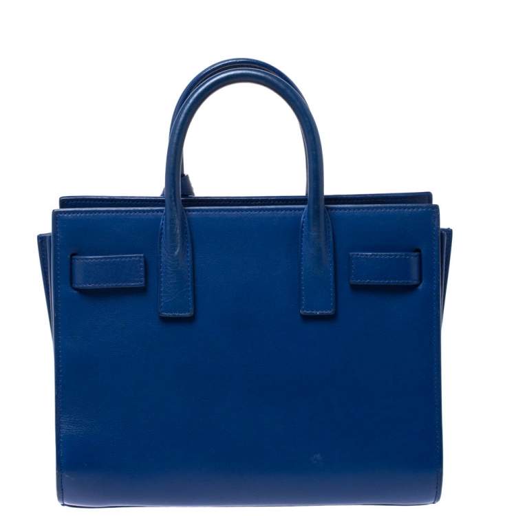 Pre Owned Saint Laurent Blue Leather Nano Classic Sac De Jour Tote