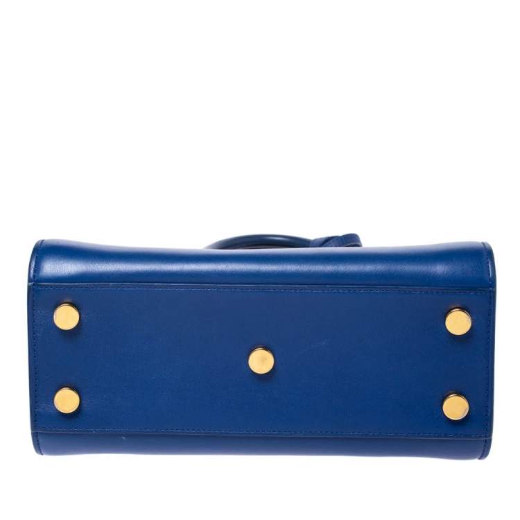 Pre Owned Saint Laurent Blue Leather Nano Classic Sac De Jour Tote