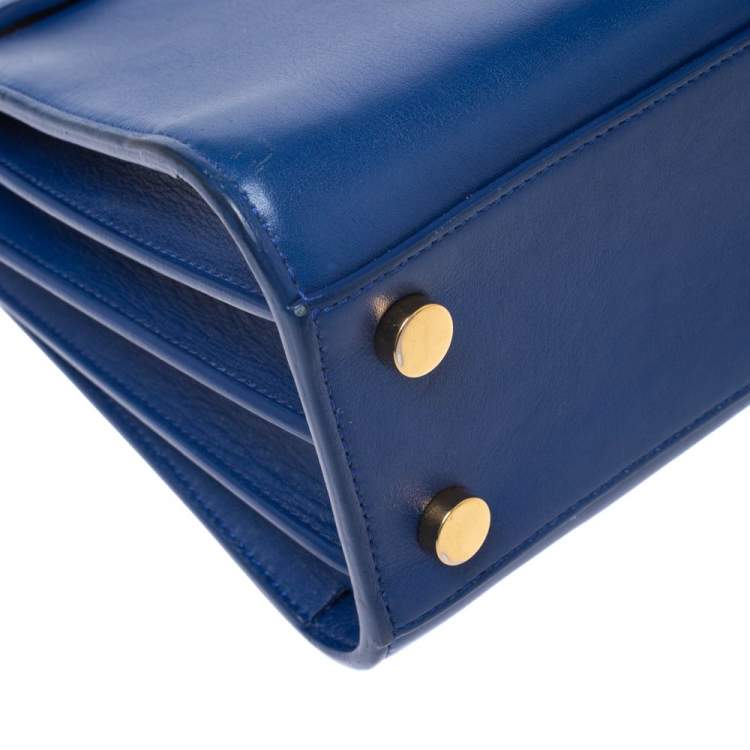 Pre Owned Saint Laurent Blue Leather Nano Classic Sac De Jour Tote