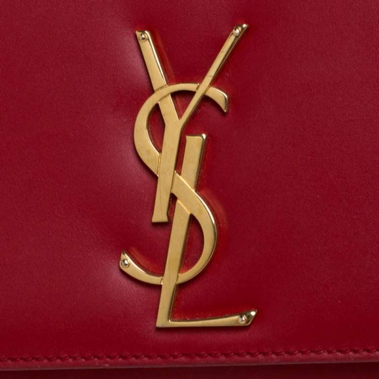 Pre Owned Saint Laurent Red Leather Kate Monogram Clutch