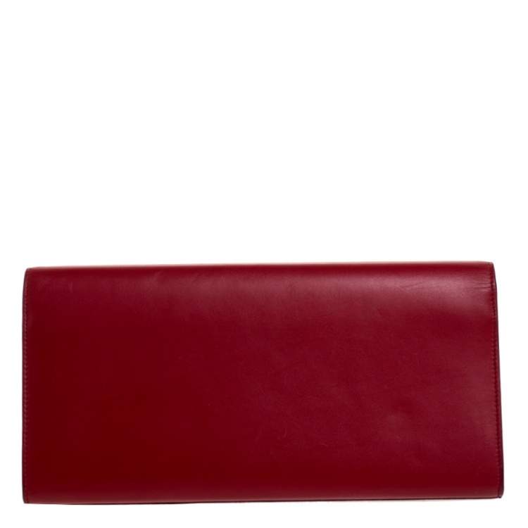 Pre Owned Saint Laurent Red Leather Kate Monogram Clutch