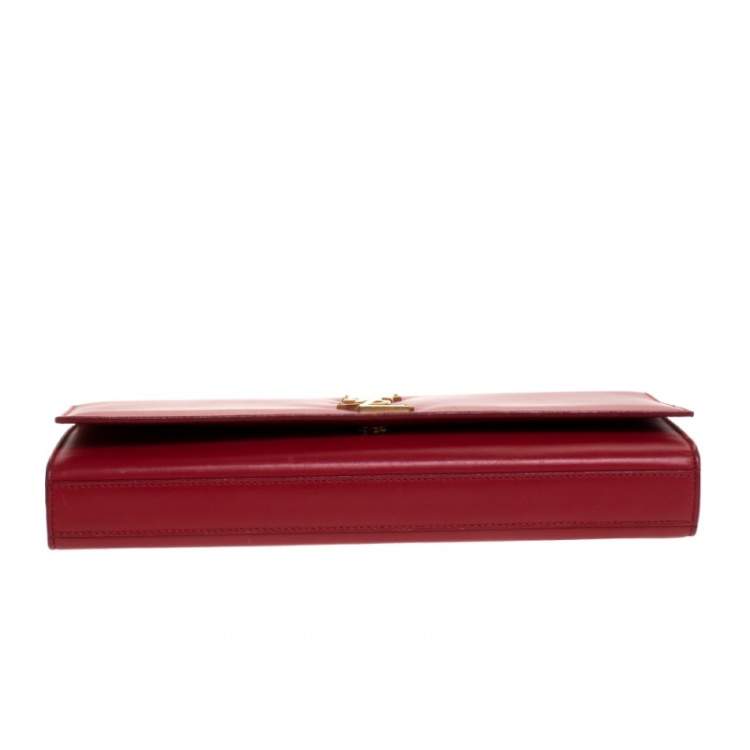 Pre Owned Saint Laurent Red Leather Kate Monogram Clutch