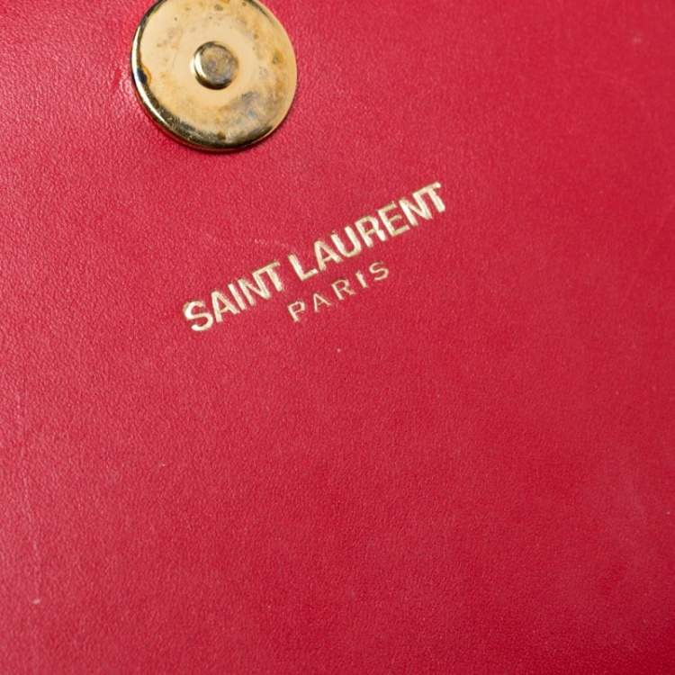 Pre Owned Saint Laurent Red Leather Kate Monogram Clutch