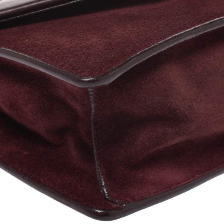 Pre Owned Saint Laurent Burgundy Suede and Leather Betty Shoulder Bag