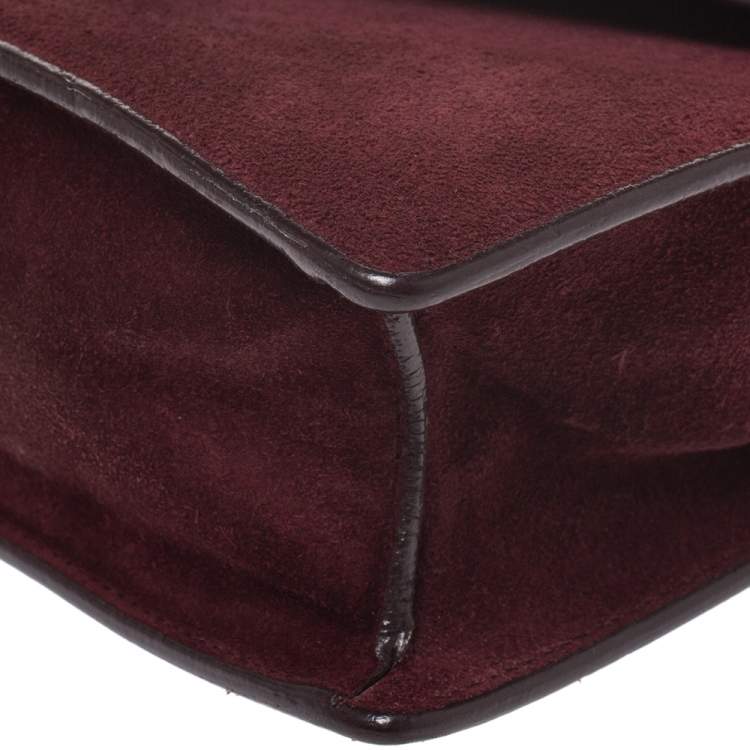 Pre Owned Saint Laurent Burgundy Suede and Leather Betty Shoulder Bag