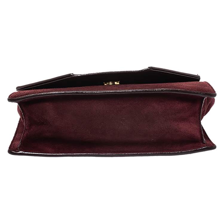 Pre Owned Saint Laurent Burgundy Suede and Leather Betty Shoulder Bag