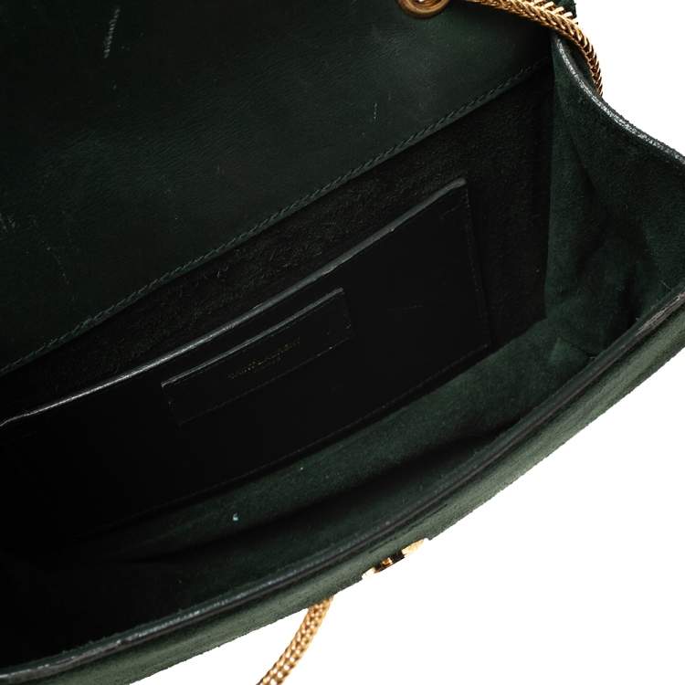Pre Owned Saint Laurent Green Suede and Leather Betty Shoulder Bag