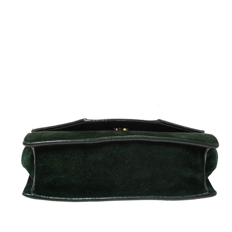 Pre Owned Saint Laurent Green Suede and Leather Betty Shoulder Bag