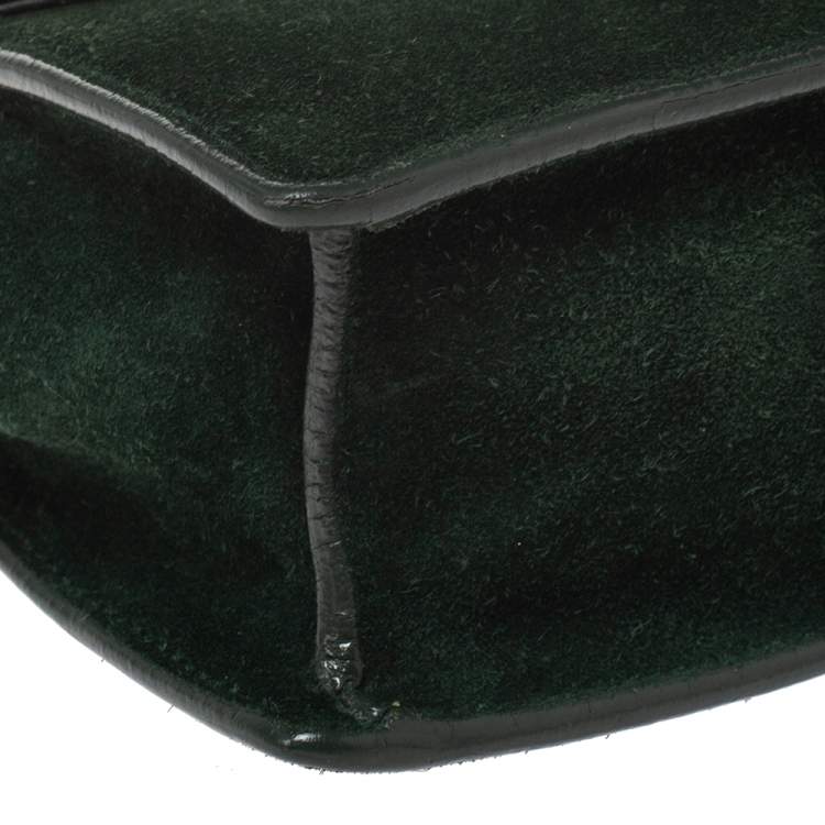 Pre Owned Saint Laurent Green Suede and Leather Betty Shoulder Bag