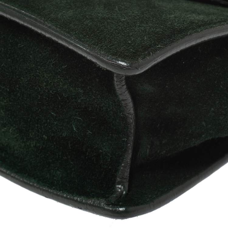 Pre Owned Saint Laurent Green Suede and Leather Betty Shoulder Bag