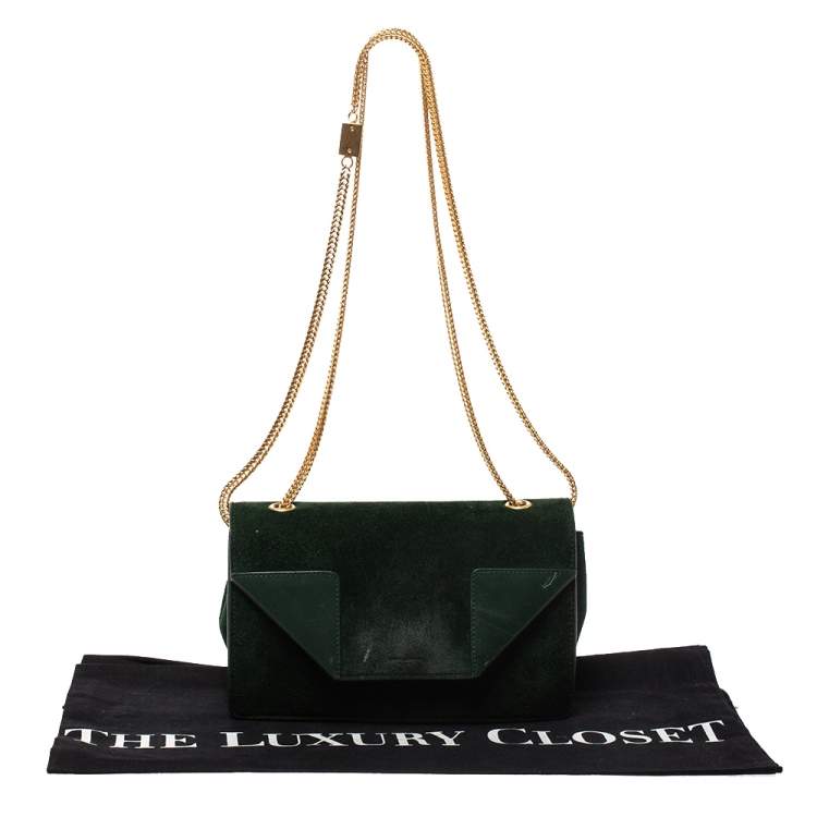 Pre Owned Saint Laurent Green Suede and Leather Betty Shoulder Bag