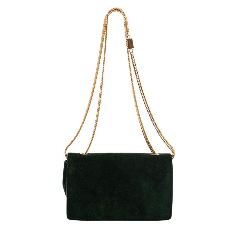 Pre Owned Saint Laurent Green Suede and Leather Betty Shoulder Bag