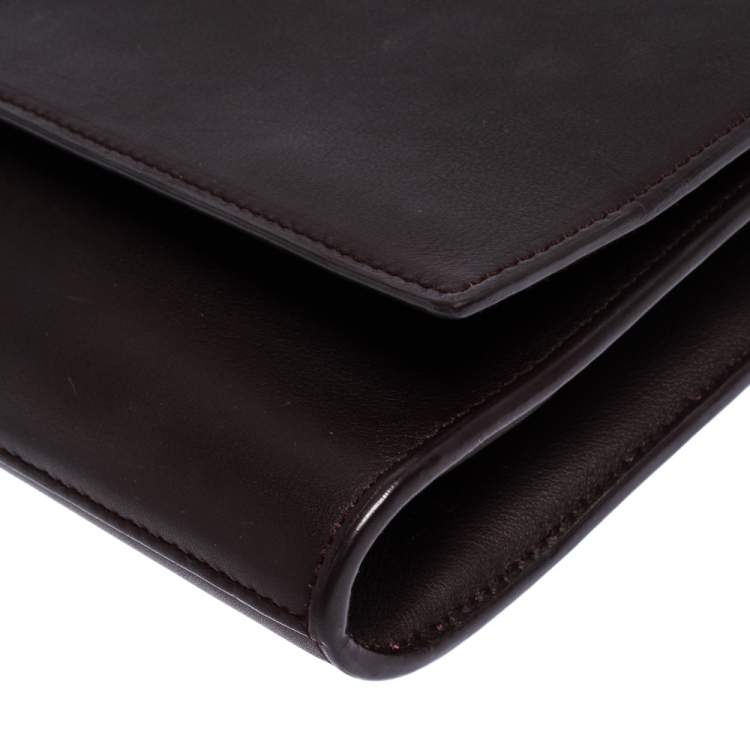 Pre Owned Saint Laurent Burgundy Leather Ligne Y Clutch