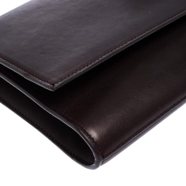 Pre Owned Saint Laurent Burgundy Leather Ligne Y Clutch