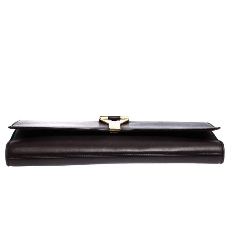 Pre Owned Saint Laurent Burgundy Leather Ligne Y Clutch