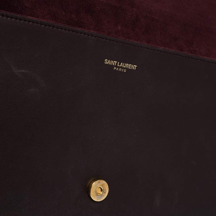 Pre Owned Saint Laurent Burgundy Leather Ligne Y Clutch