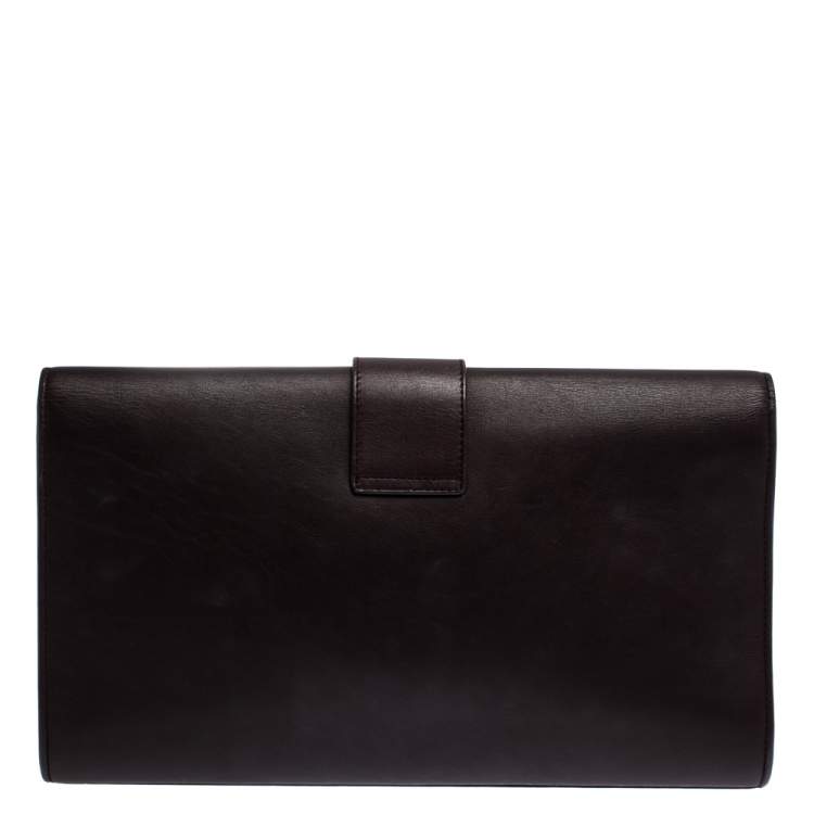 Pre Owned Saint Laurent Burgundy Leather Ligne Y Clutch