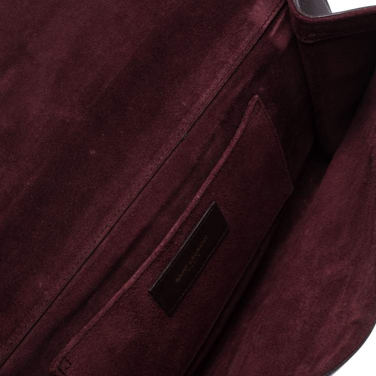 Pre Owned Saint Laurent Burgundy Leather Ligne Y Clutch