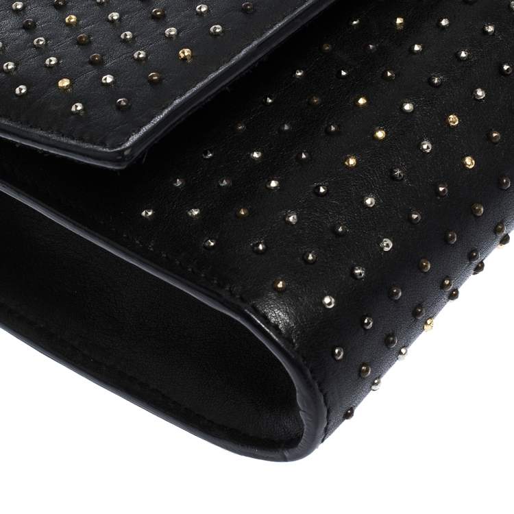Pre Owned Yves Saint Laurent Black Leather Rock Studded Clutch