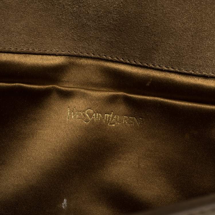 Pre Owned Saint Laurent Gold Patent Leather Belle De Jour Flap Clutch