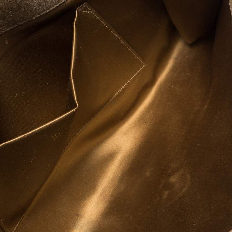 Pre Owned Saint Laurent Gold Patent Leather Belle De Jour Flap Clutch
