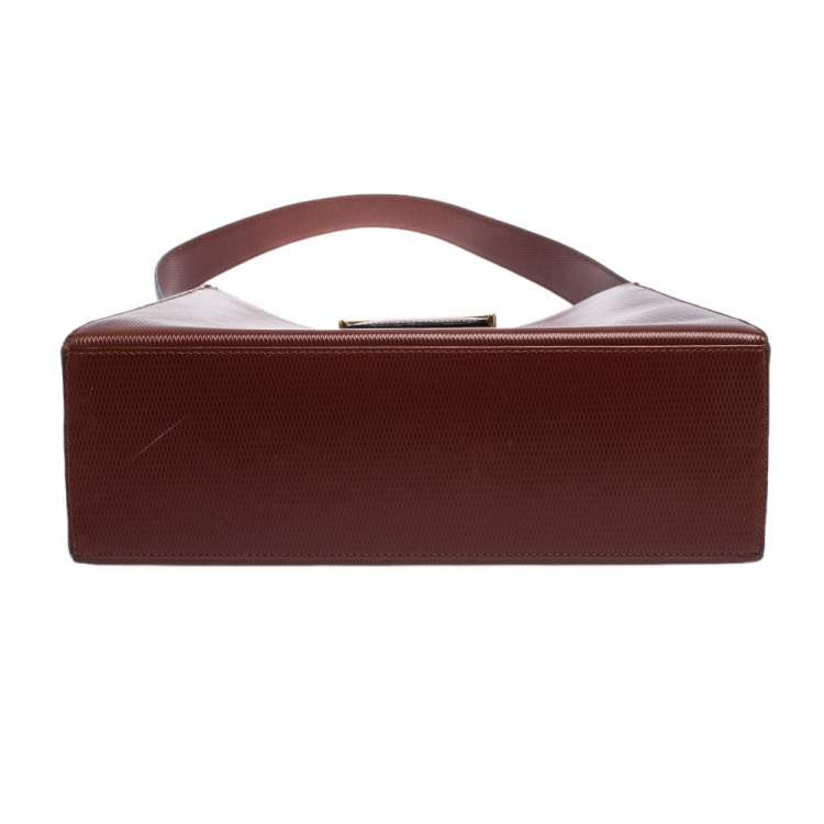 Pre Owned Saint Laurent Red Lizard Embossed Leather Shoulder Bag