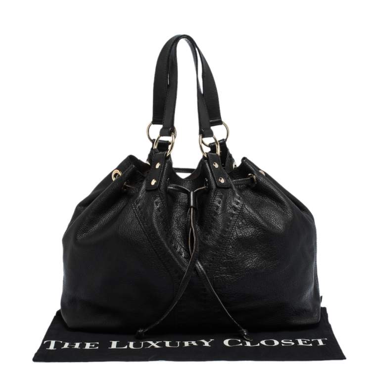 Pre Owned Saint Laurent Paris Black/Metallic Leather Reversible Double Sac Y Tote