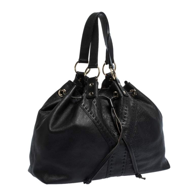 Pre Owned Saint Laurent Paris Black/Metallic Leather Reversible Double Sac Y Tote