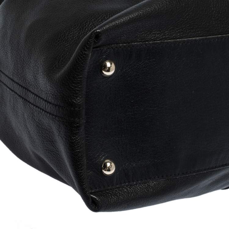 Pre Owned Saint Laurent Paris Black/Metallic Leather Reversible Double Sac Y Tote