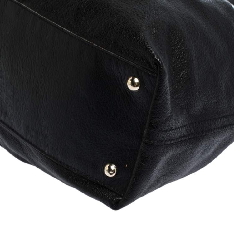 Pre Owned Saint Laurent Paris Black/Metallic Leather Reversible Double Sac Y Tote