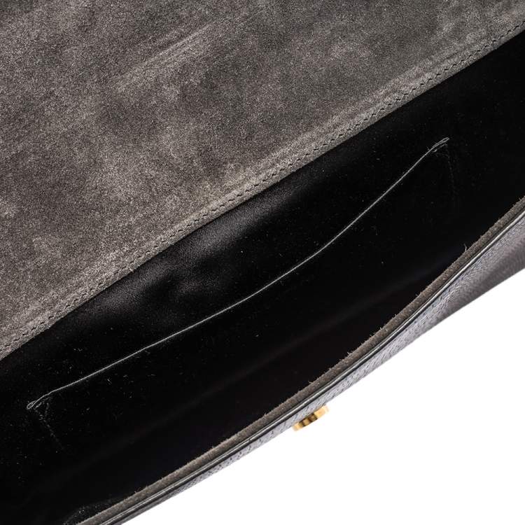 Pre Owned Yves Saint Laurent Grey Ombre Lizard Embossed Leather Y-Ligne Clutch