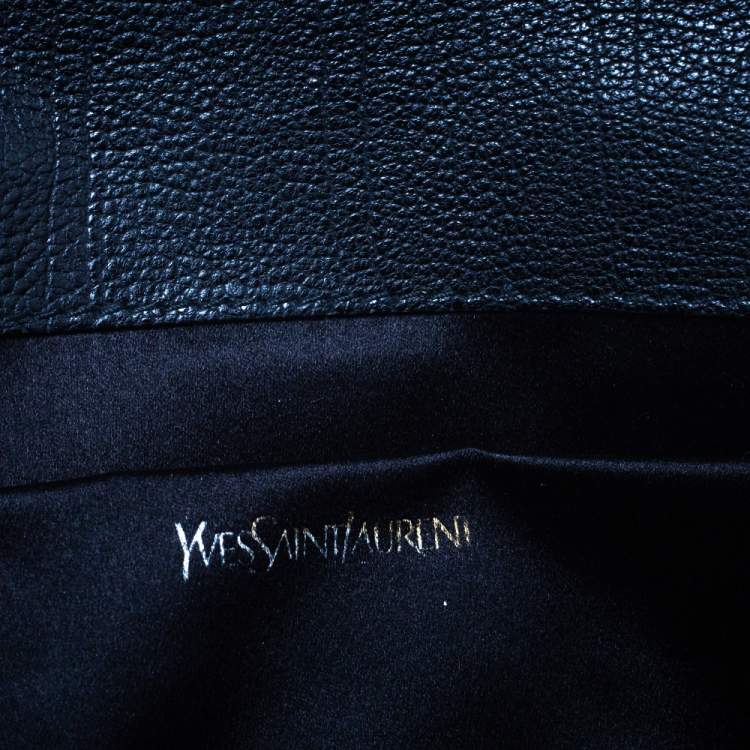 Pre Owned Saint Laurent Brown/Black Leopard Print Calf Hair and Leather Chyc Clutch
