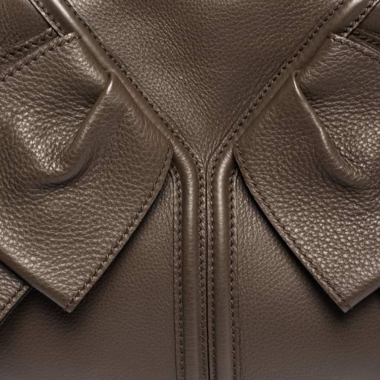 Pre Owned Yves Saint Laurent Brown Leather Obi Bow Satchel 