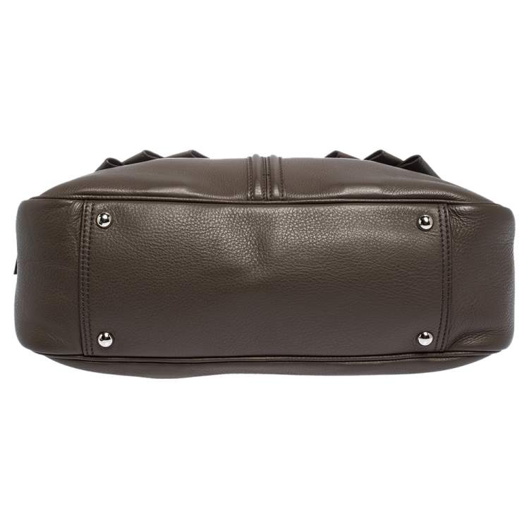Pre Owned Yves Saint Laurent Brown Leather Obi Bow Satchel 