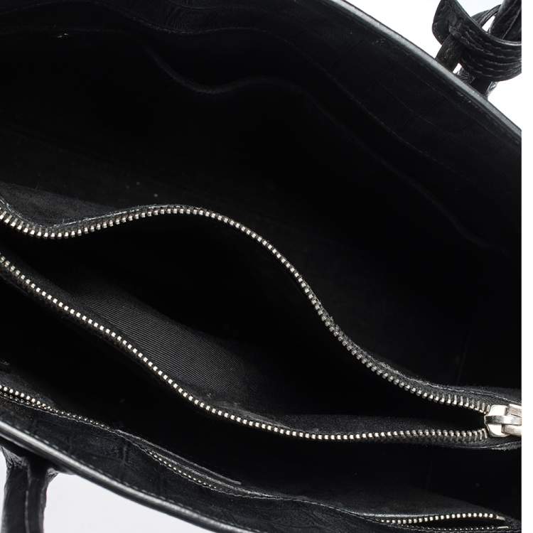 Pre Owned Saint Laurent Black Croc Embossed Leather Small Classic Sac De Jour Tote