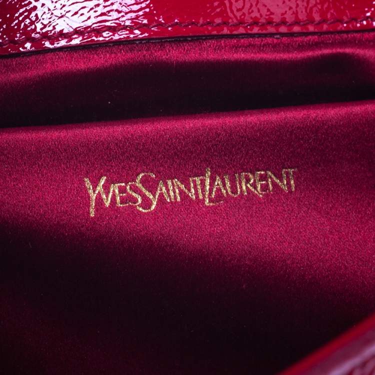 Pre Owned Saint Laurent Red Patent Leather Belle De Jour Flap Clutch