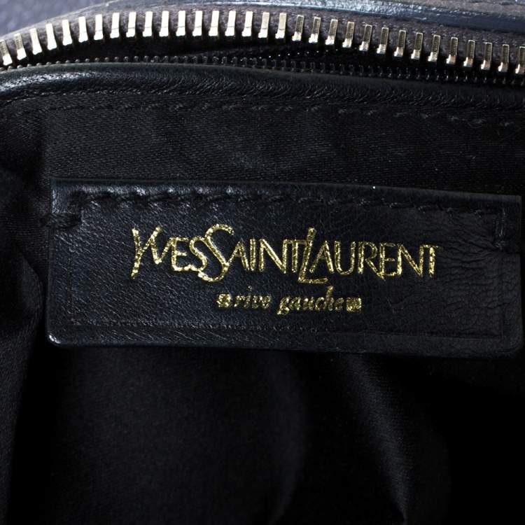 Pre Owned Saint Laurent Metallic Grey Leather Muse Satchel
