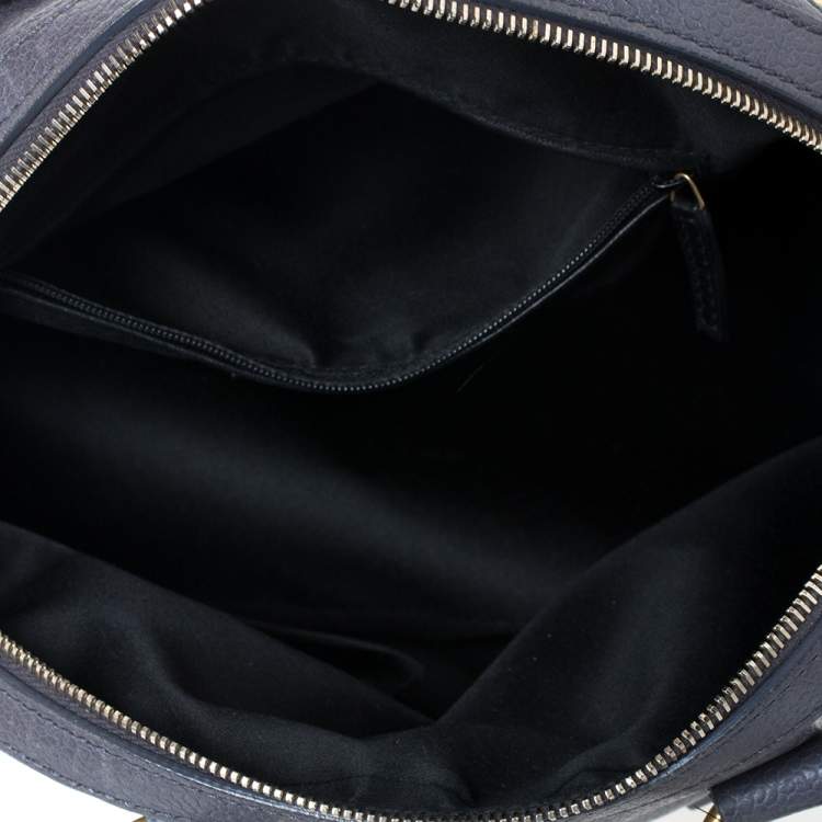 Pre Owned Saint Laurent Metallic Grey Leather Muse Satchel