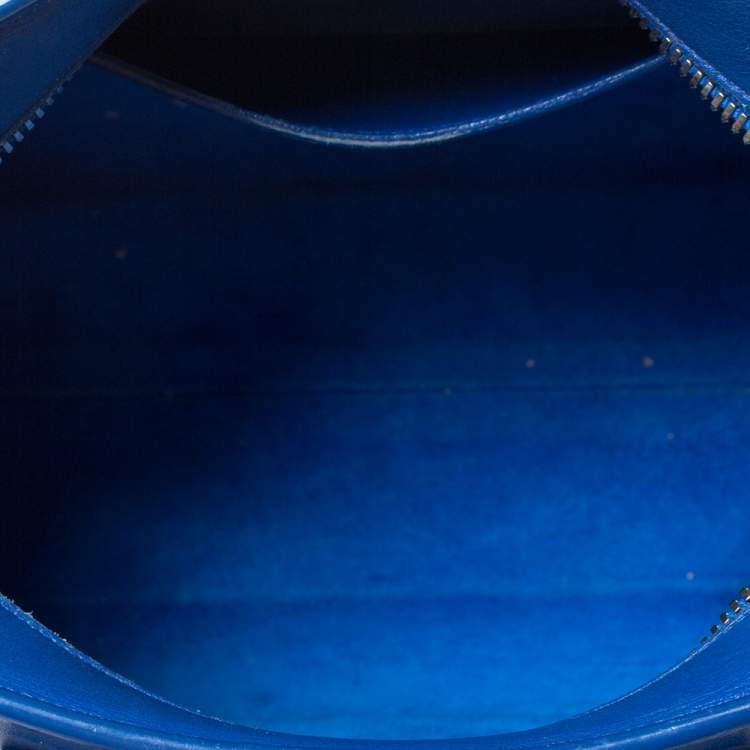 Pre Owned Saint Laurent Blue Leather Baby Monogram Cabas Tote
