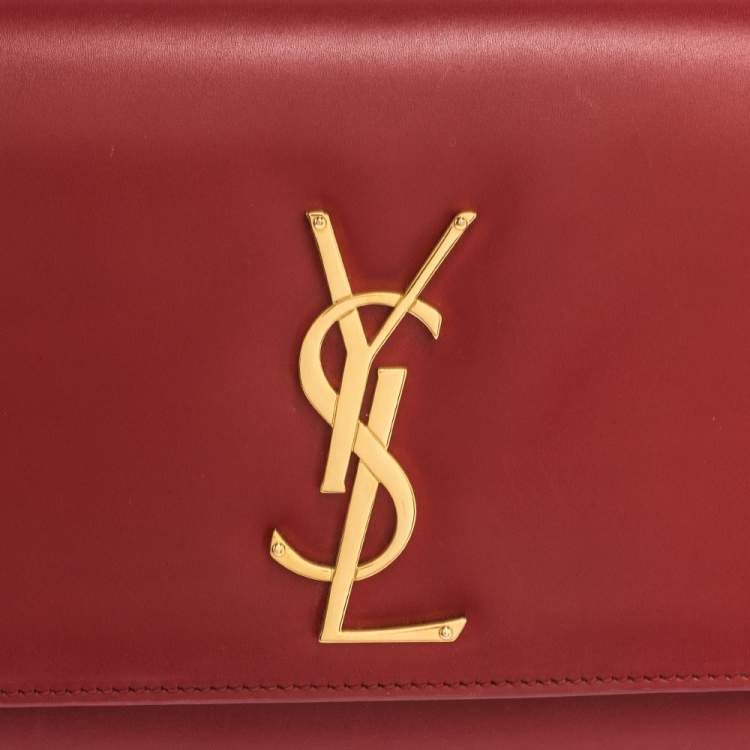 Pre Owned Saint Laurent Red Leather Cassandre Clutch
