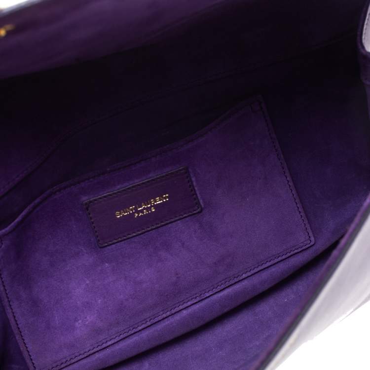 Pre Owned Saint Laurent Paris Purple Leather Large Chyc Clutch