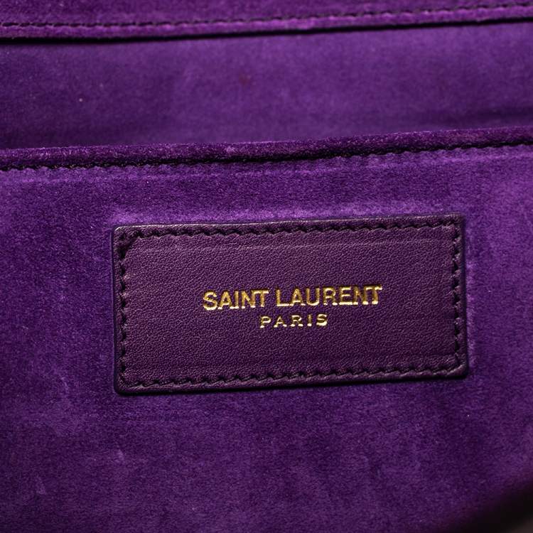 Pre Owned Saint Laurent Paris Purple Leather Large Chyc Clutch