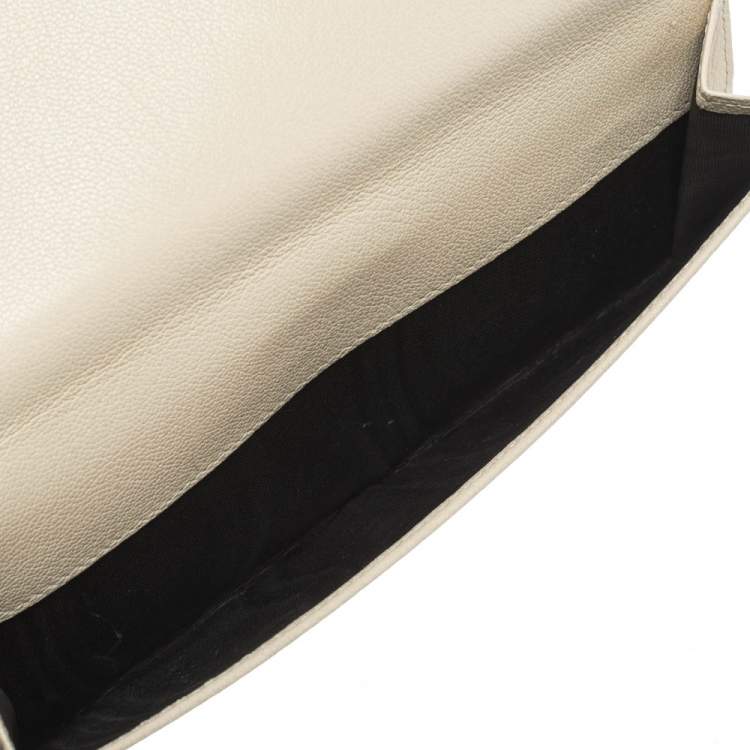 Pre Owned Yves Saint Laurent White Leather Belle De Jour Flap Wallet