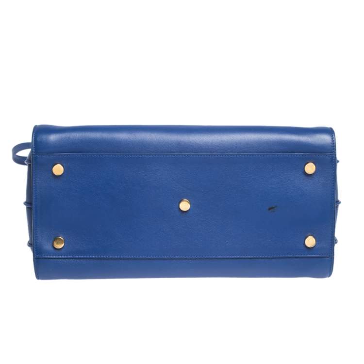 Pre Owned Saint Laurent Blue Leather Small Classic Sac De Jour Tote