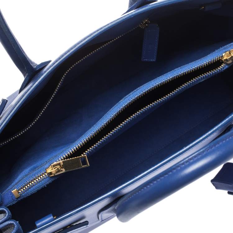 Pre Owned Saint Laurent Blue Leather Small Classic Sac De Jour Tote