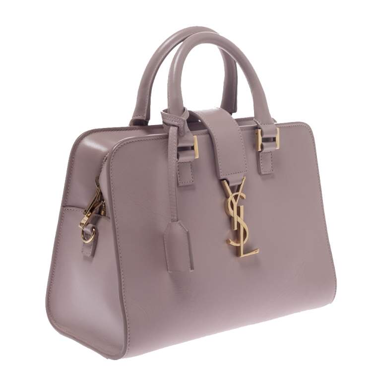 Pre Owned Saint Laurent Mauve Leather Baby Monogram Cabas Tote